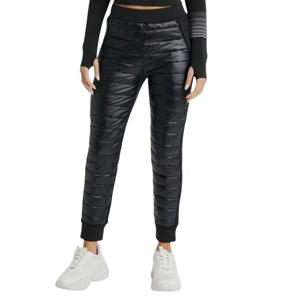 JoyLab Quilted Puffer Pants Womens Size Large Black Ski Vacay Urban Streetwear - Picture 1 of 10